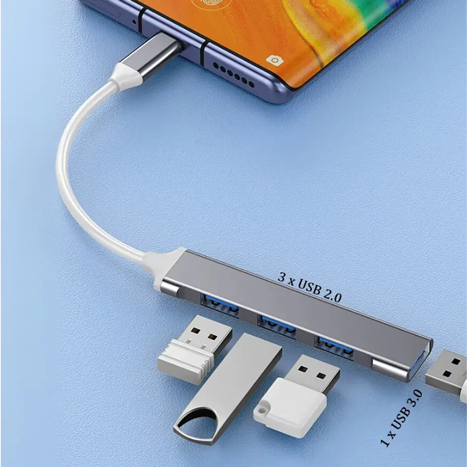 Adaptador Hub Extensor Tipo C a 4 Puertos Usb 3.0 y 2.0 5gbsp 5