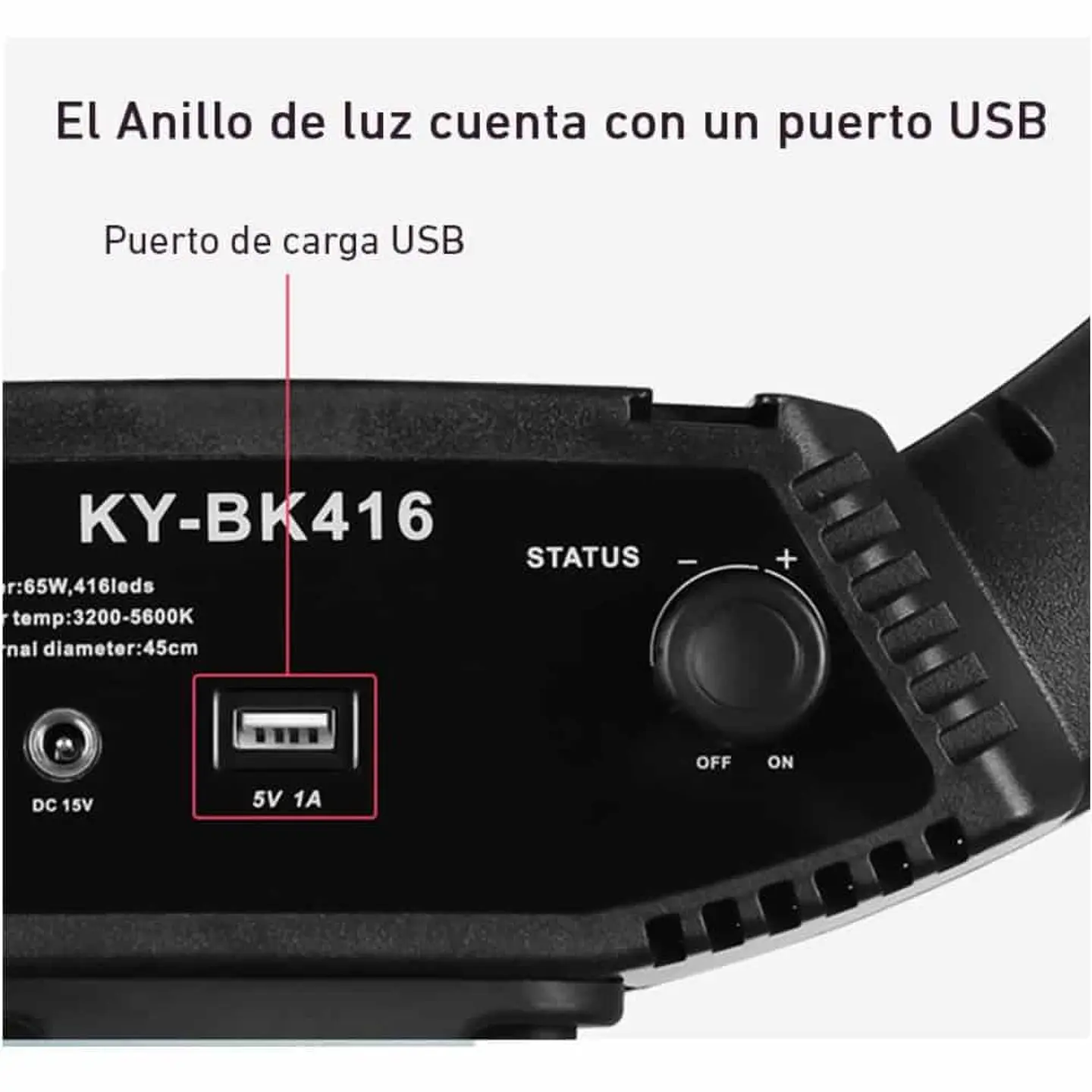 Aro Luz Led profesional 45cm diámetro + trípode regulable hasta 2mts 5