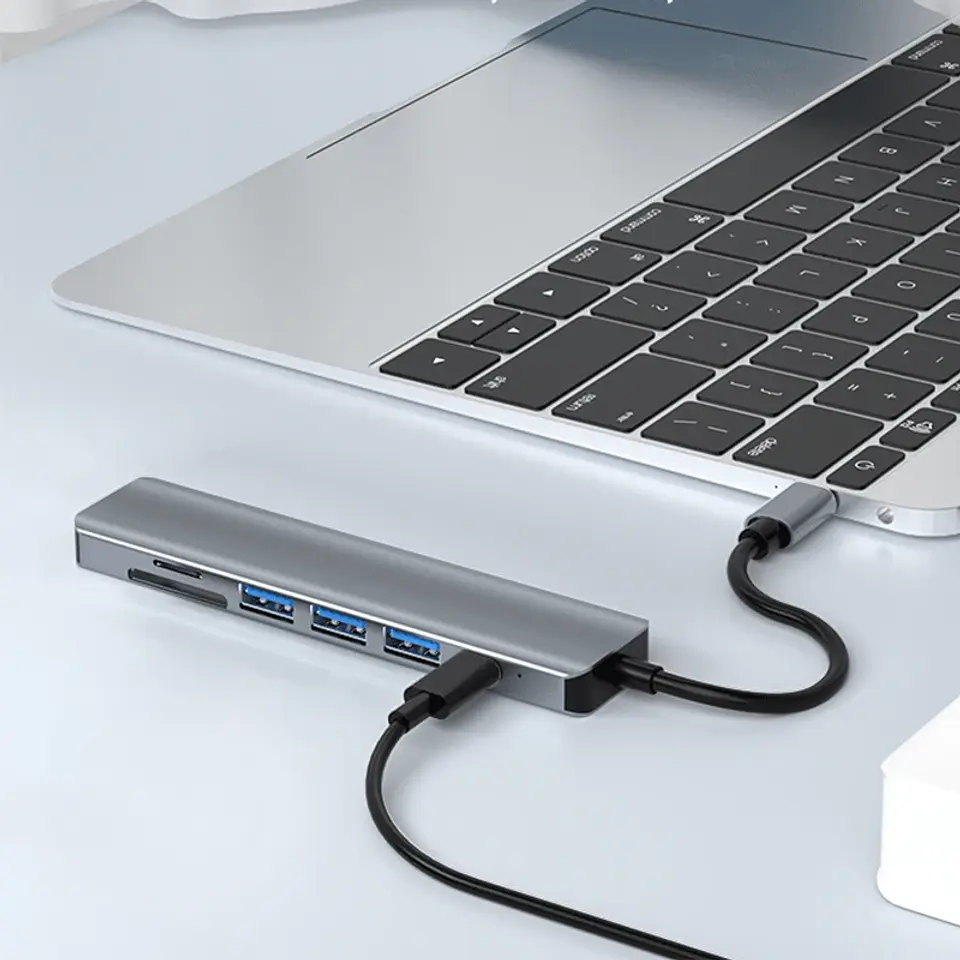 Adaptador Hub 7 En 1 Tipo C a Usb, HDMI, PD, SD/TF Para Win/Mac 5