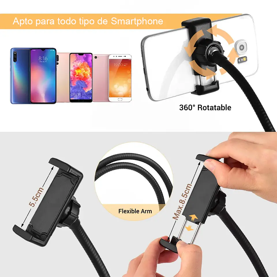 Kit 2 En 1 Aro Luz Fotografias Led Selfie Soporte Tik Tok 5