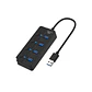 HUB USB 4 Puertos 3.0 5Gbps, 30cm, Led Indicador y Switch Negro - Miniatura 1