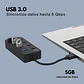 HUB USB 4 Puertos 3.0 5Gbps, 30cm, Led Indicador y Switch Negro - Miniatura 4