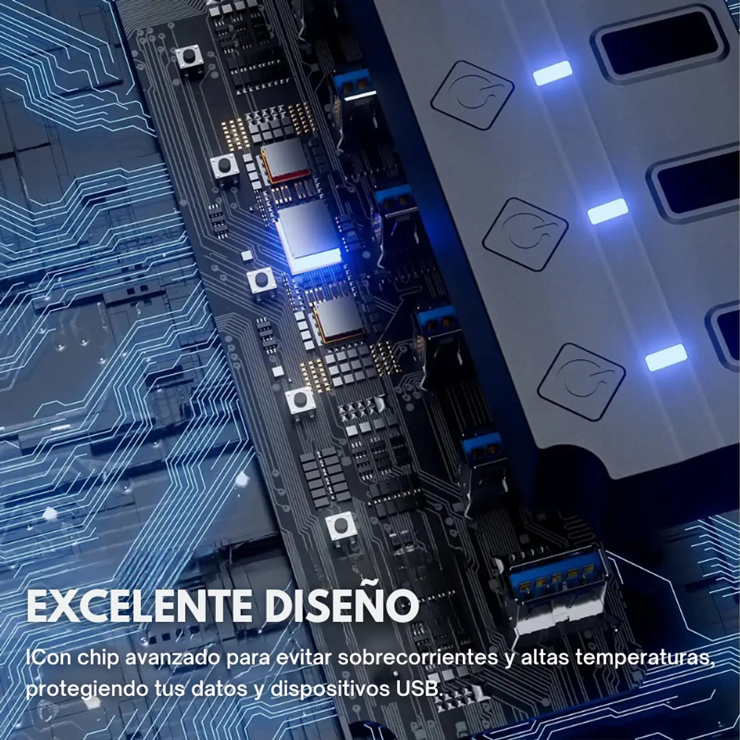 HUB USB 4 Puertos 3.0 5Gbps, 30cm, Led Indicador y Switch Negro 5