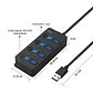 HUB USB 4 Puertos 3.0 5Gbps, 30cm, Led Indicador y Switch Negro - Miniatura 7