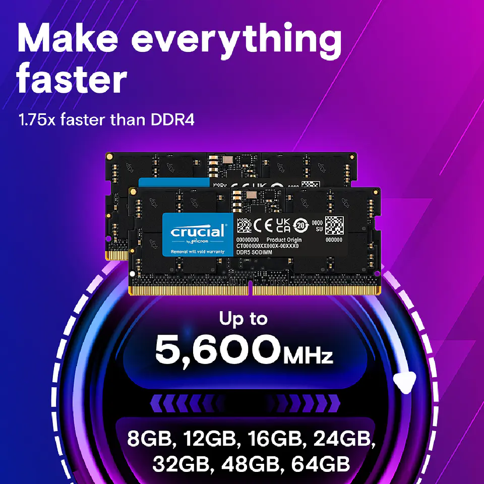 Memoria Ram Crucial 32GB DDR5 5600Mhz SODIMM Notebook 4