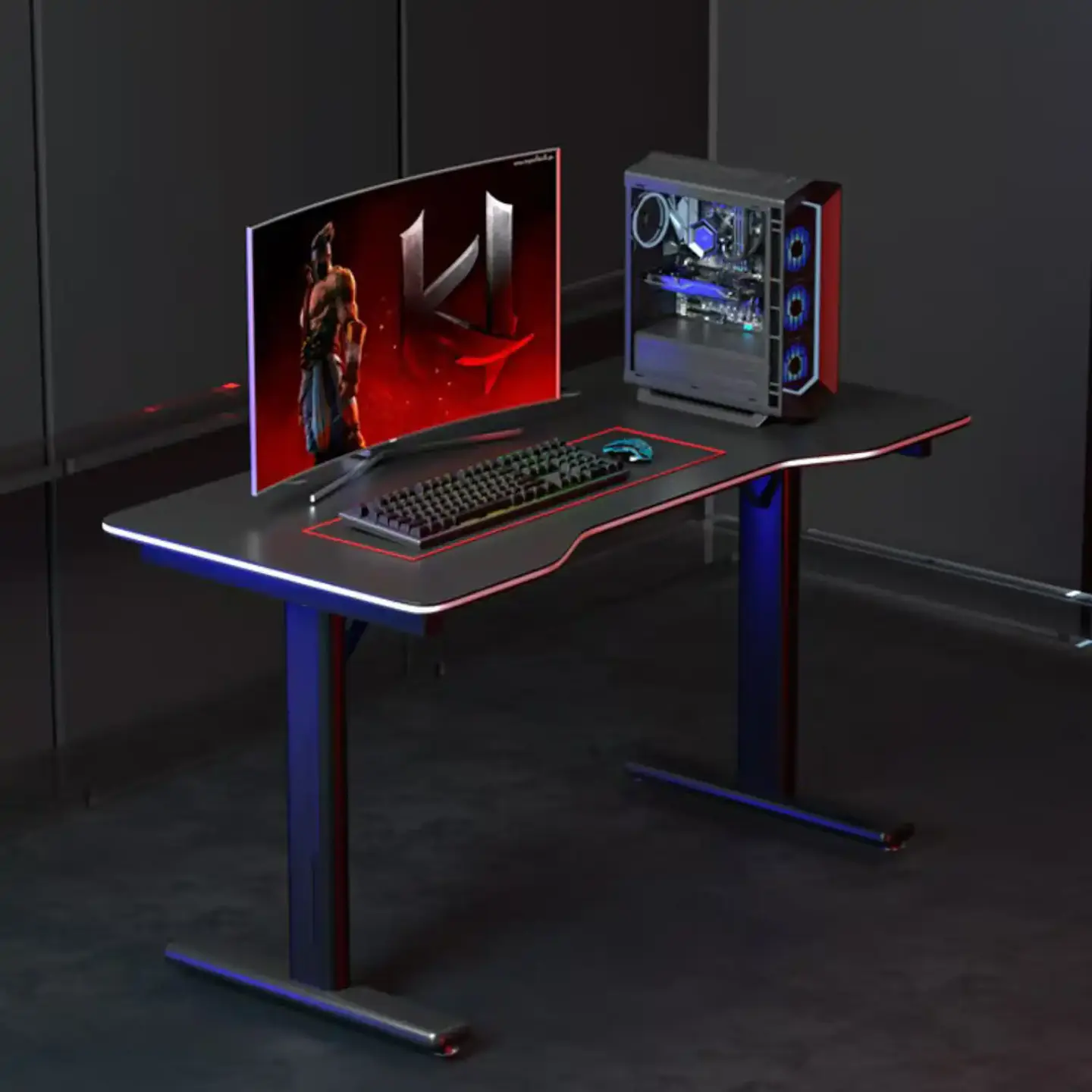 Escritorio Mesa Gamer Griffin, acero reforzado, soporta 120kg 2