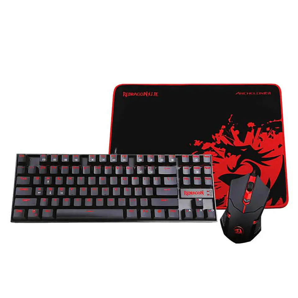 Combo gamer Redragon 3 en 1: teclado mecánico + mouse + pad mouse - (K552-BA) 1