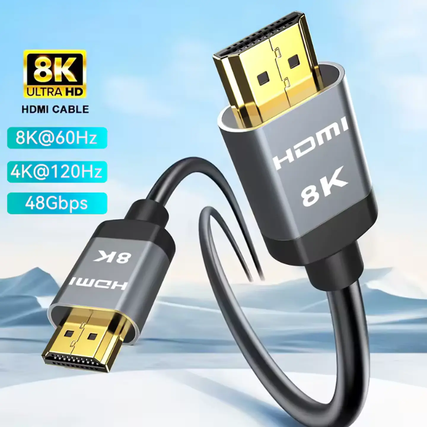 Cable Hdmi 2.1 Vanto 8k, 4k @120hz 48gbps Premium Oro 5mts 2