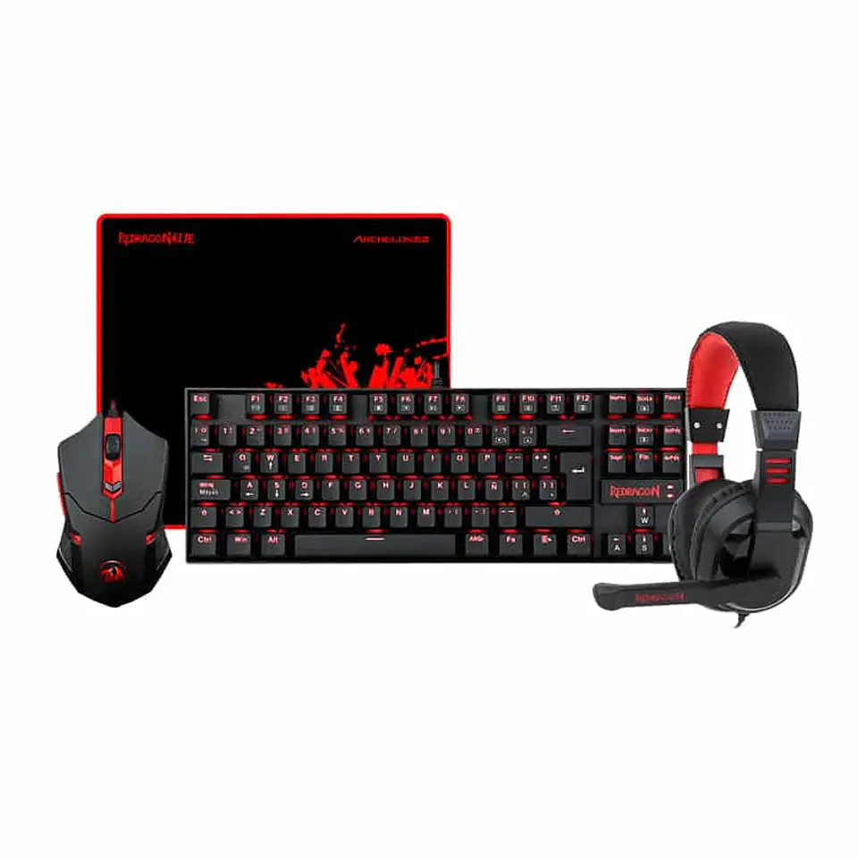 Combo Gamer Redragon 4 en 1: teclado mecánico + mouse + pad mouse + audífonos 1