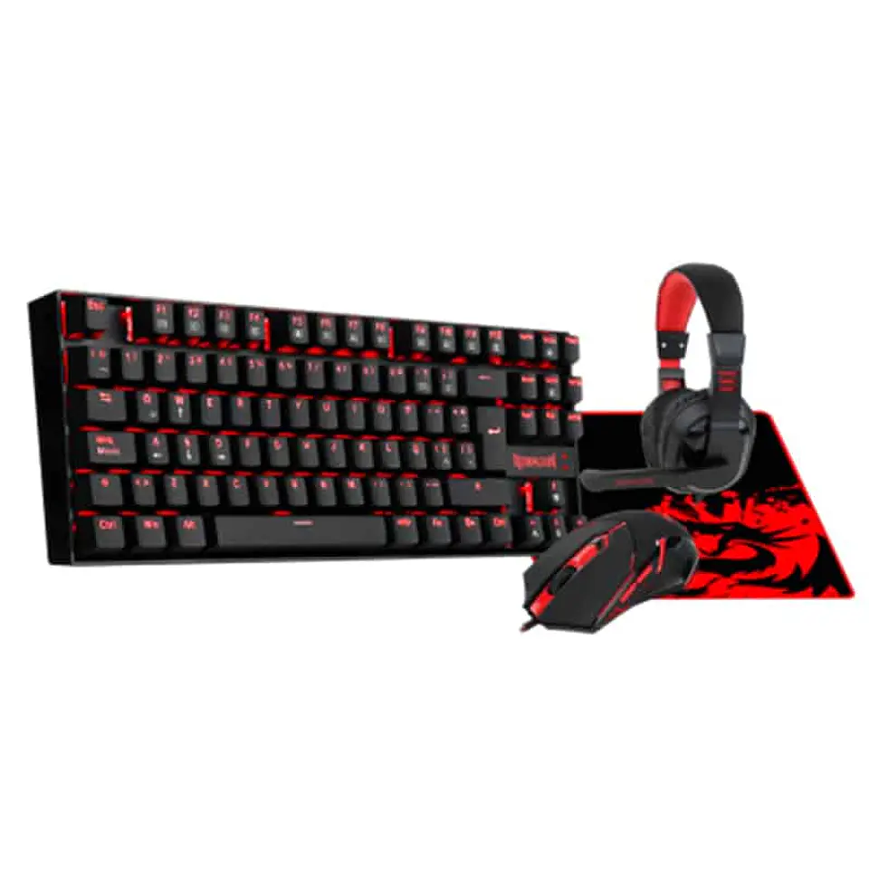 Combo Gamer Redragon 4 en 1: teclado mecánico + mouse + pad mouse + audífonos 2