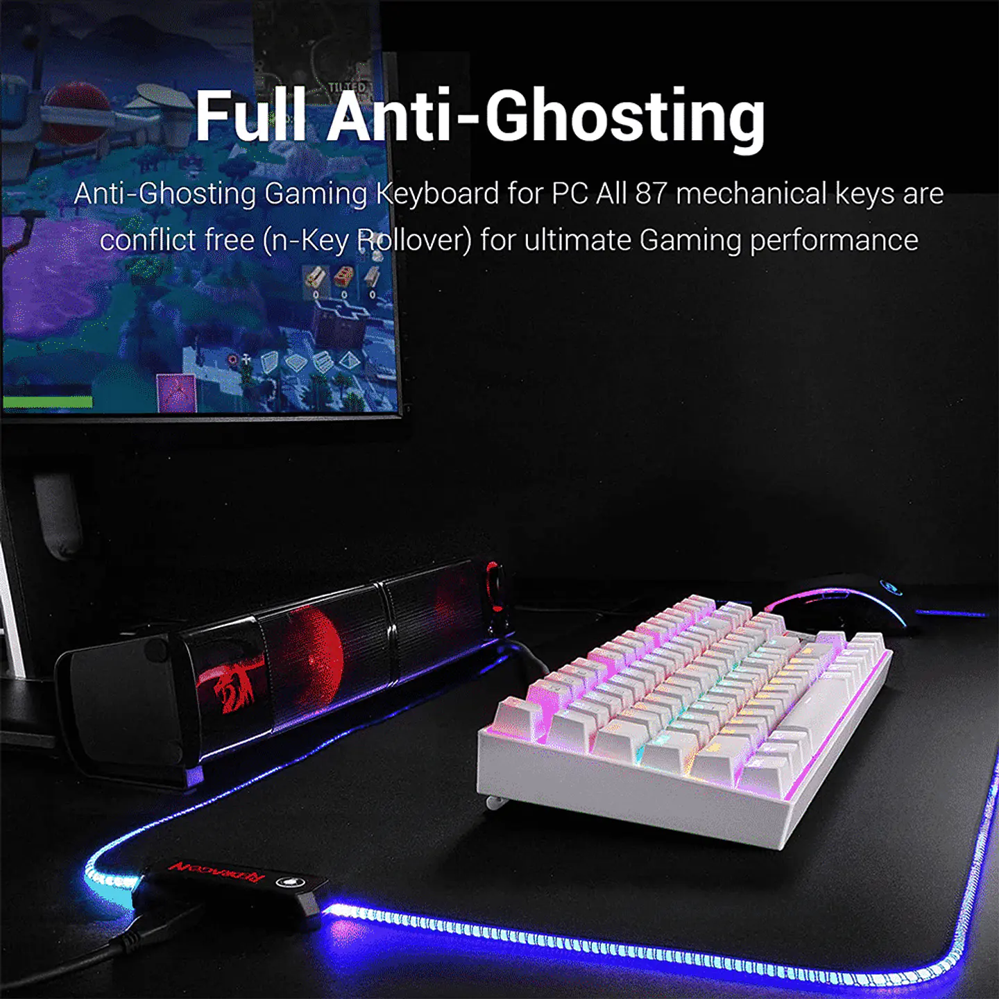 Teclado Mecánico Redragon Kumara Blanco - (K552W-RGB) 2