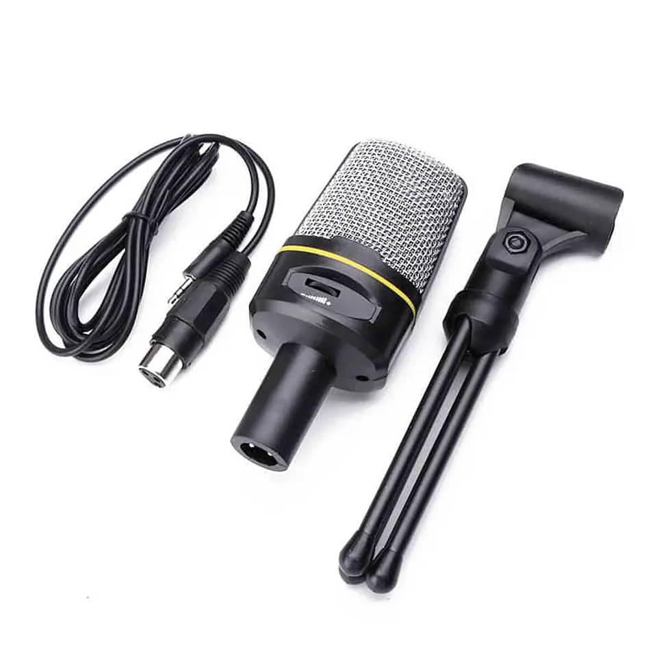 Micrófono Condensador Andowl de Estudio con tripode, plug 3.5mm 2