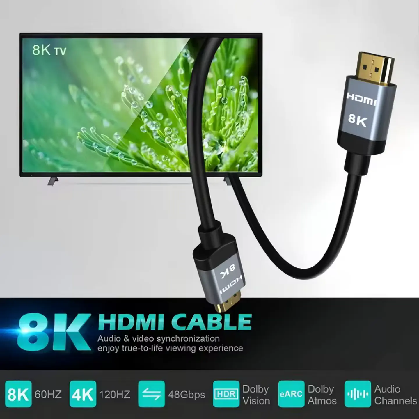 Cable Hdmi 2.1 Vanto 8k, 4k @120hz 48gbps Premium Oro 5mts 3