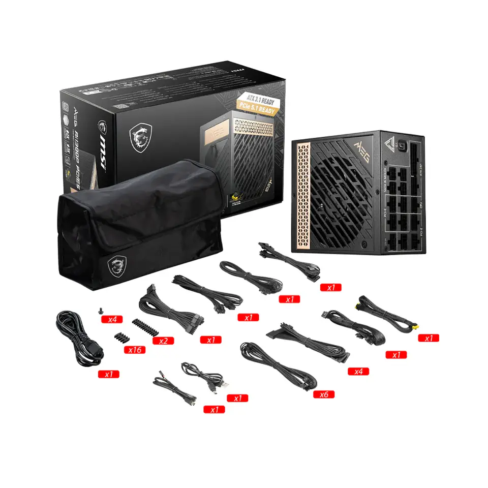 Fuente de Poder MSI MEG Ai1300P 1300W Modular 80+ Platinum 4