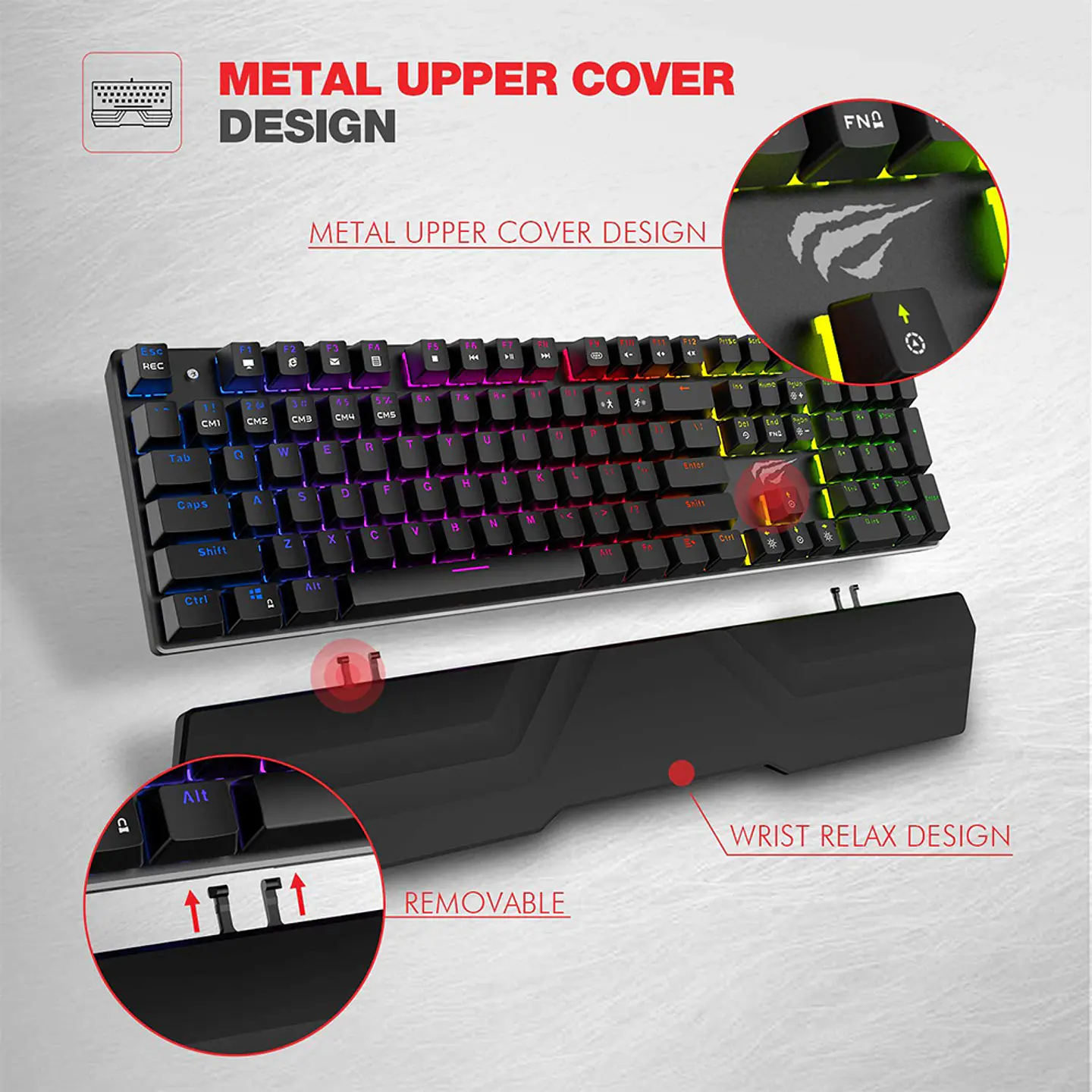 Teclado Gamer Mecánico Gamenote con Apoyamuñeca Switch Blue - KB432L 2