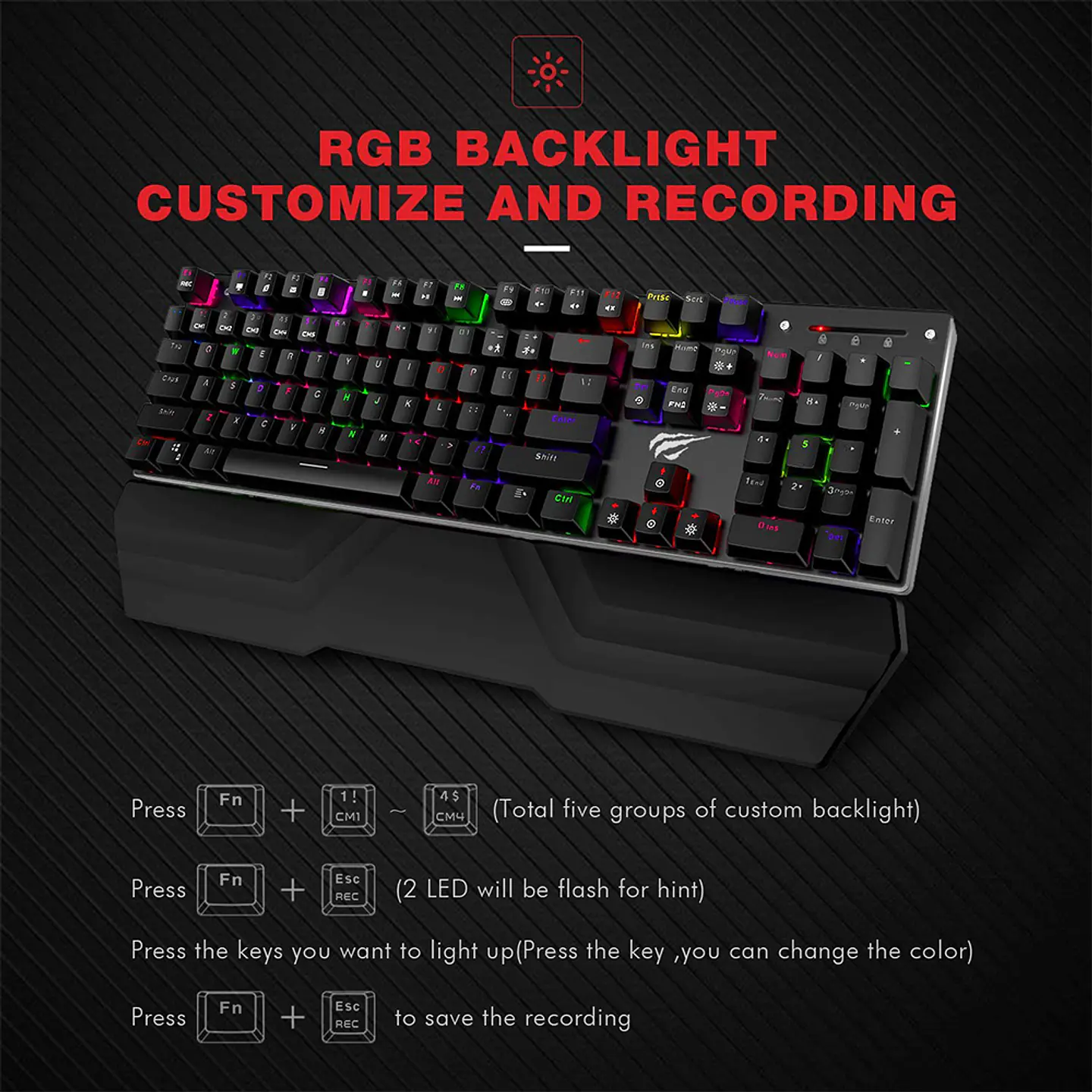 Teclado Gamer Mecánico Gamenote con Apoyamuñeca Switch Blue - KB432L 3