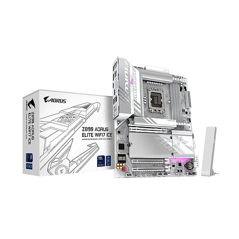 Placa Madre Z890 Aorus Elite Wifi 7 Ice, LGA1851, DDR5, ATX
