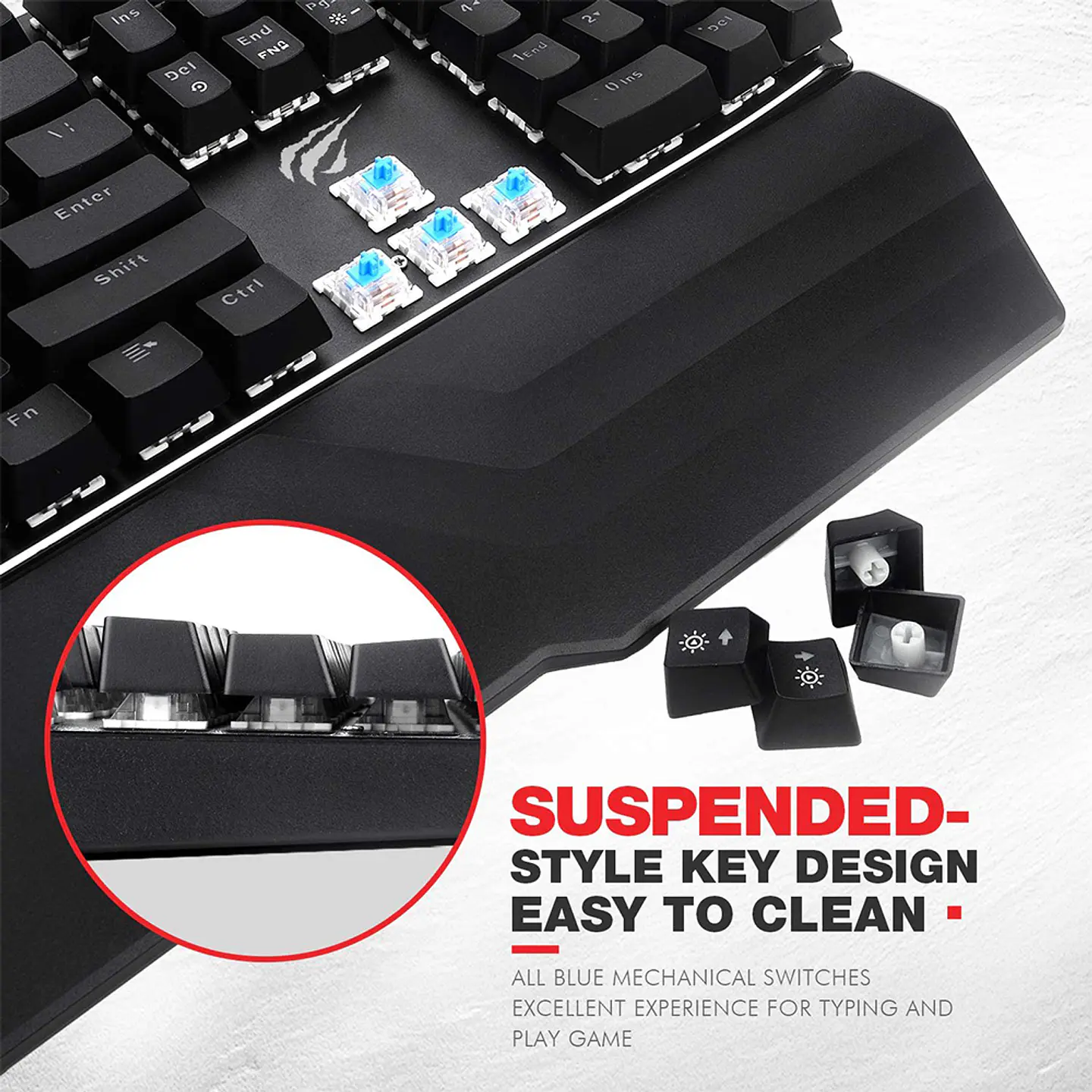 Teclado Gamer Mecánico Gamenote con Apoyamuñeca Switch Blue - KB432L 5