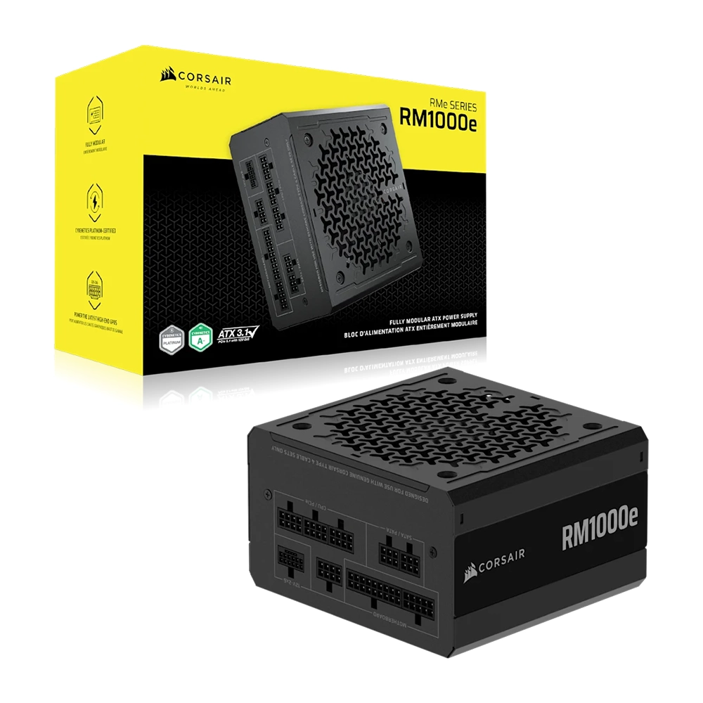 Fuente de Poder Corsair RM1000e, 80+ Gold, 1000W, Modular