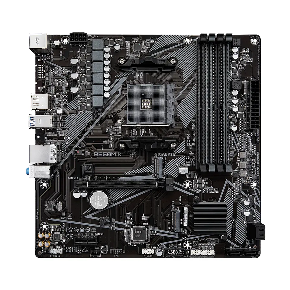 Placa Madre Gigabyte B550M K, AMD B550, AM4, DDR4, MicroATX 2