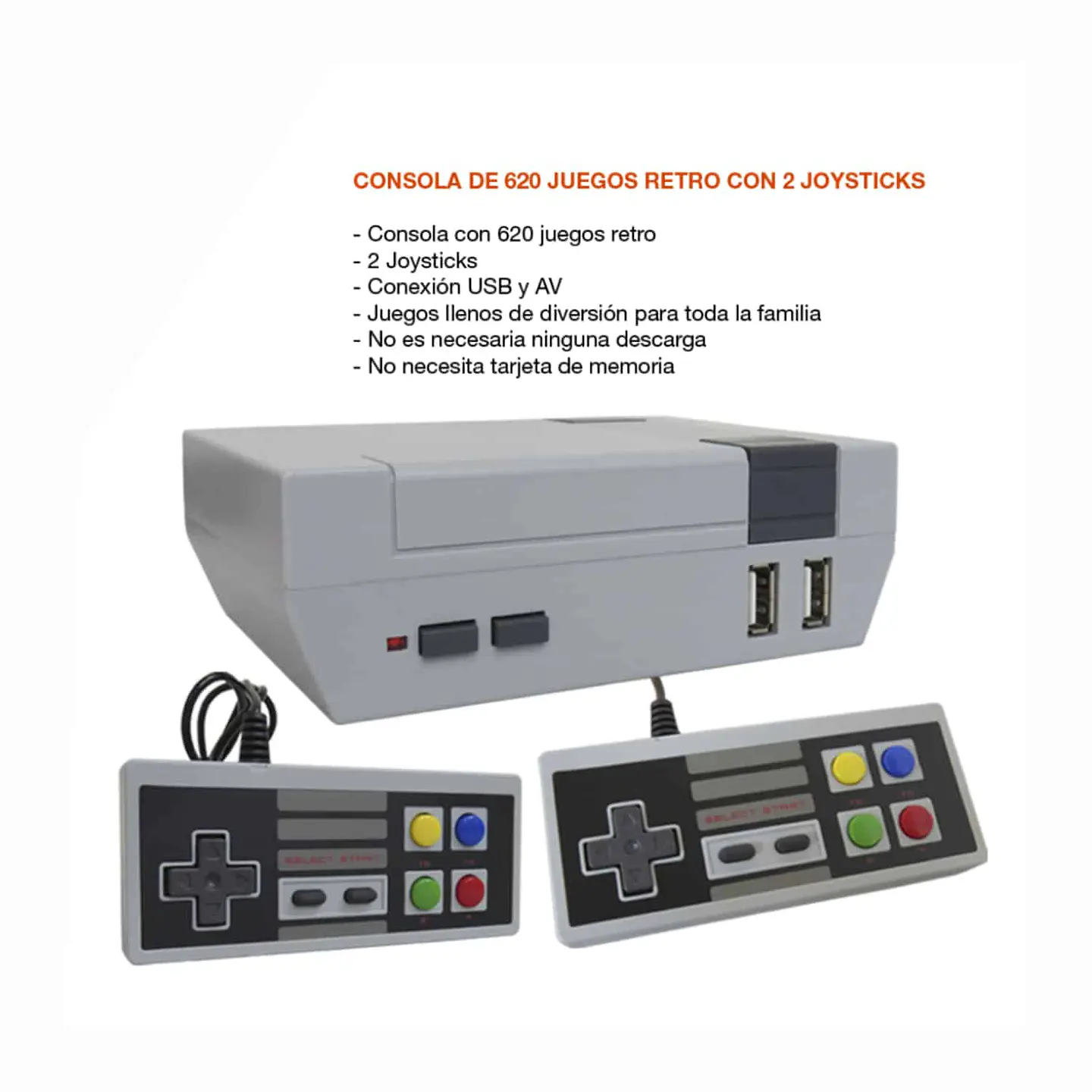 Consola Retro Mini Game 620 Juegos Incluidos + 2 Joysticks usb 3