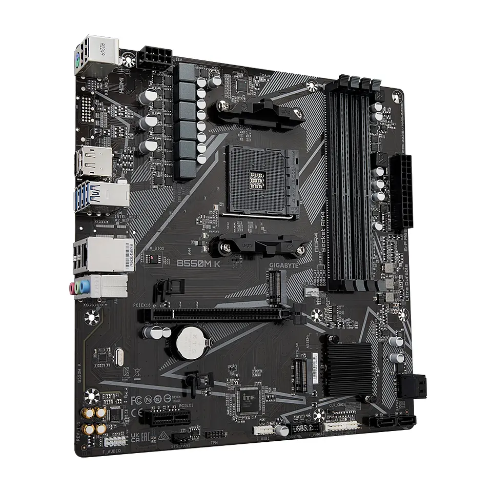 Placa Madre Gigabyte B550M K, AMD B550, AM4, DDR4, MicroATX 3