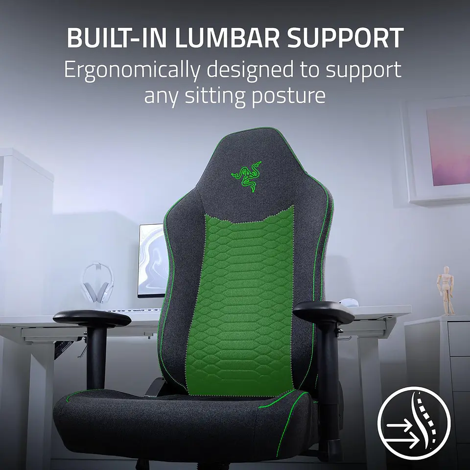 Silla Razer Iskur V2 X Black Fabric, soporte lumbar integrado 7