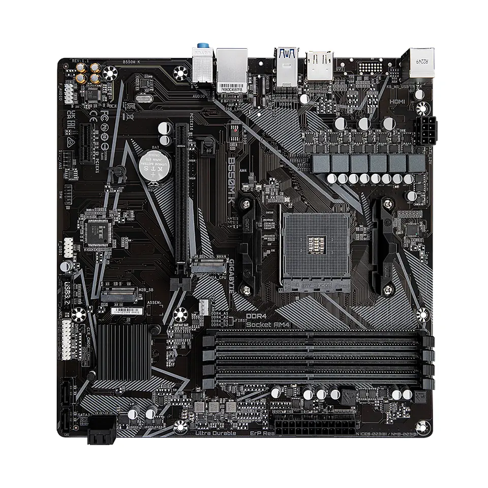 Placa Madre Gigabyte B550M K, AMD B550, AM4, DDR4, MicroATX 4