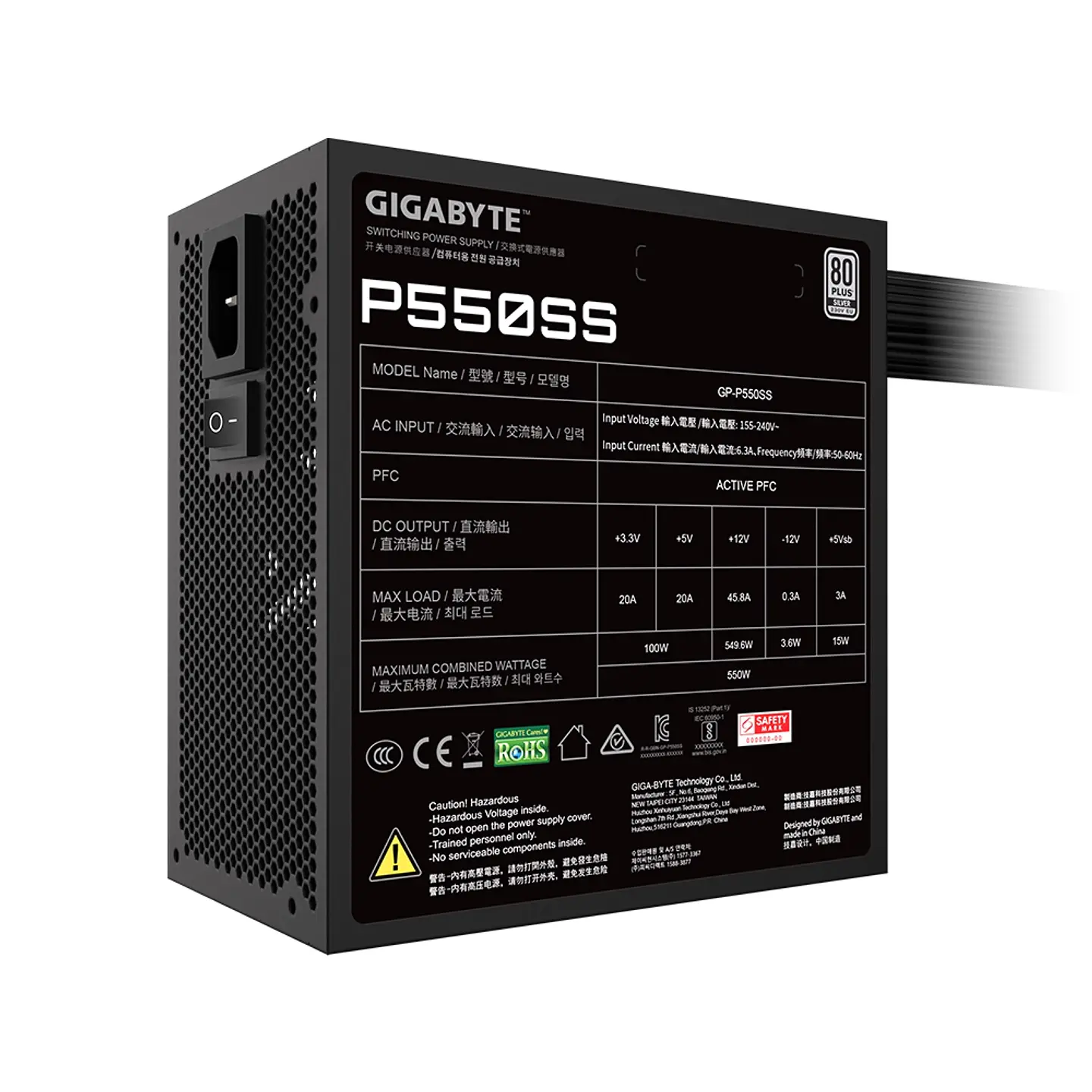Fuente de Poder Gigabyte 550W GP-P550SS 80+ Silver 6