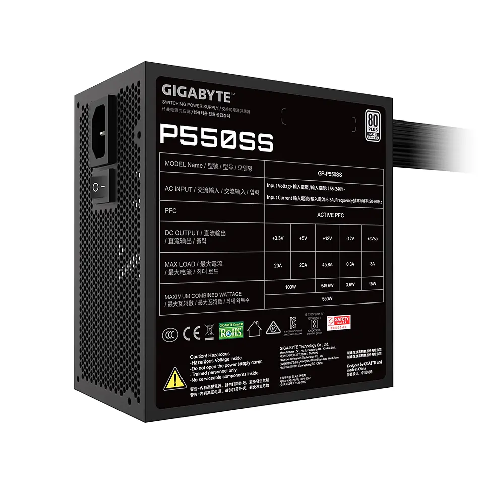 Fuente de Poder Gigabyte 550W GP-P550SS 80+ Silver 6