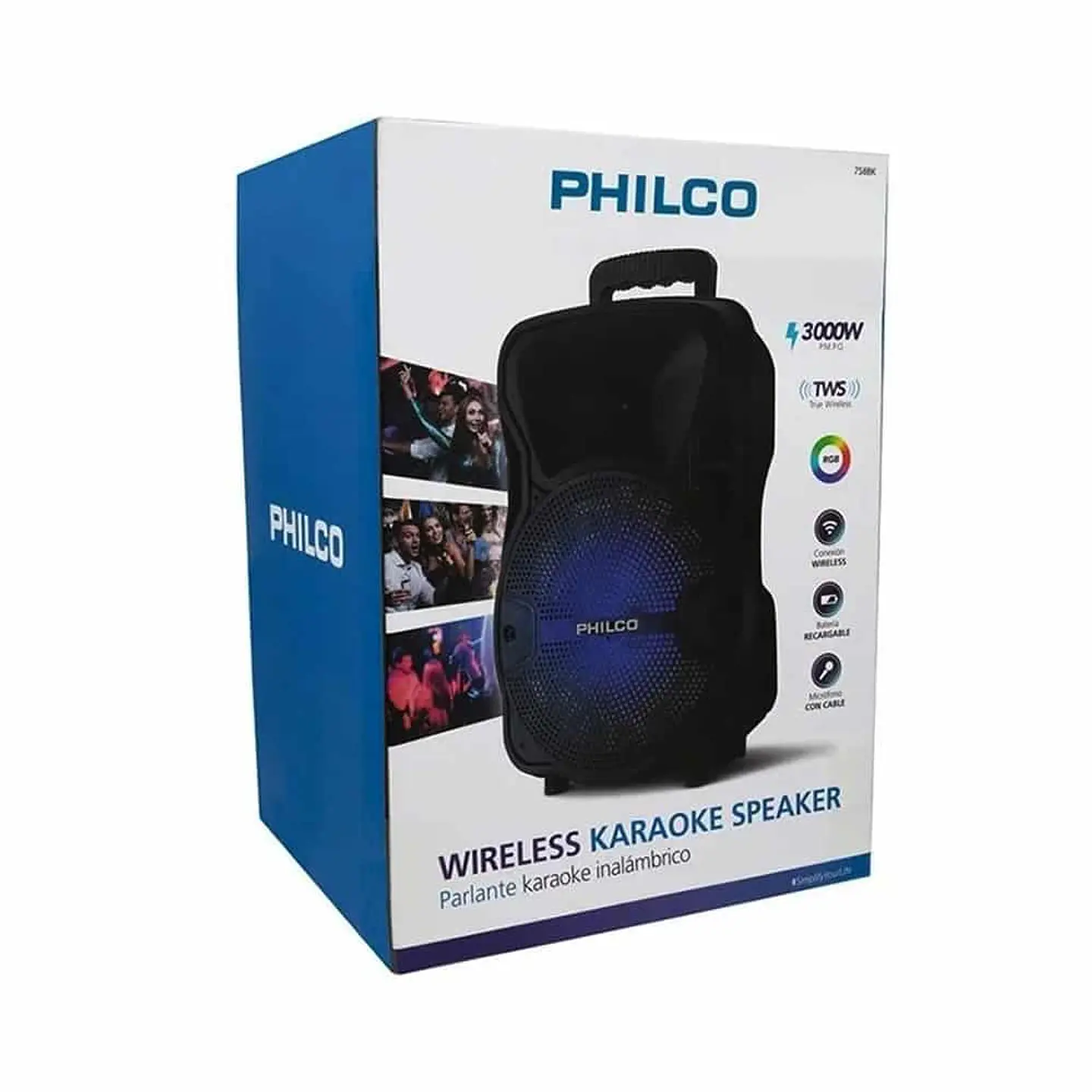 Parlante Karaoke Philco 758BK BT, 3000W, RGB, Control Remoto 3