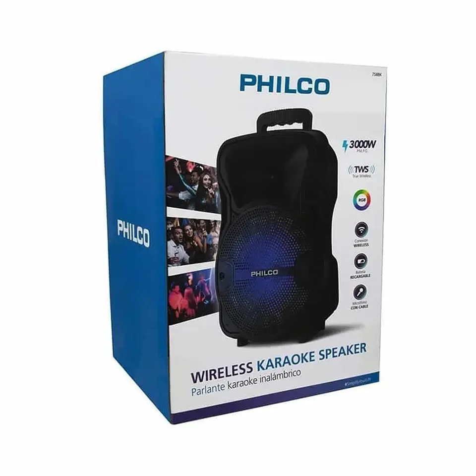 Parlante Karaoke Philco 758BK BT, 3000W, RGB, Control Remoto 3
