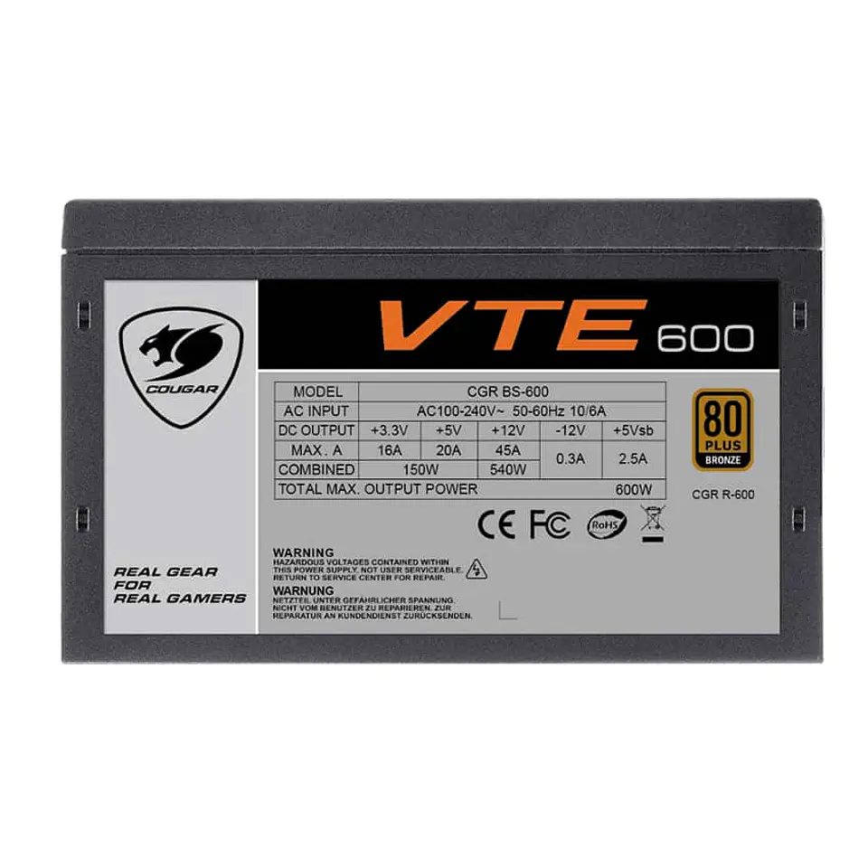 Fuente de Poder Cougar VTE 600W 80 PLUS BRONZE 6
