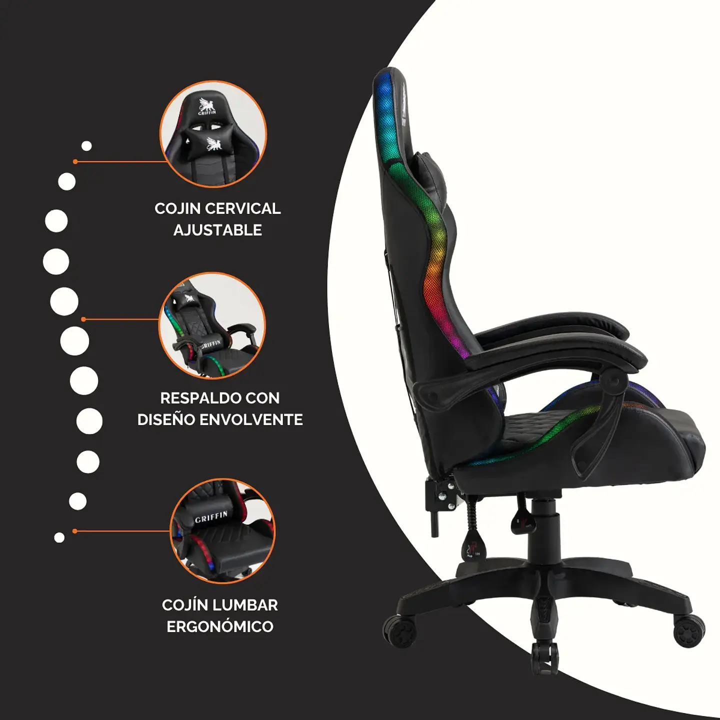 Silla de escritorio Ultimate Griffin Gamer - RGB 4