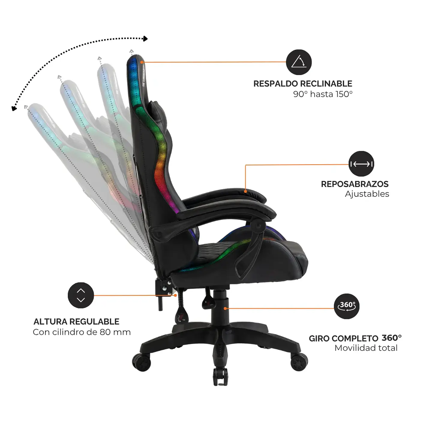 Silla de escritorio Ultimate Griffin Gamer - RGB 6