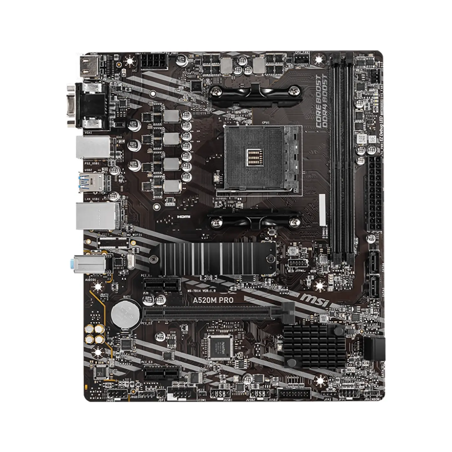 Placa Madre MSI A520M PRO, AMD A520 AM4, DDR4,mATX, Dual 2