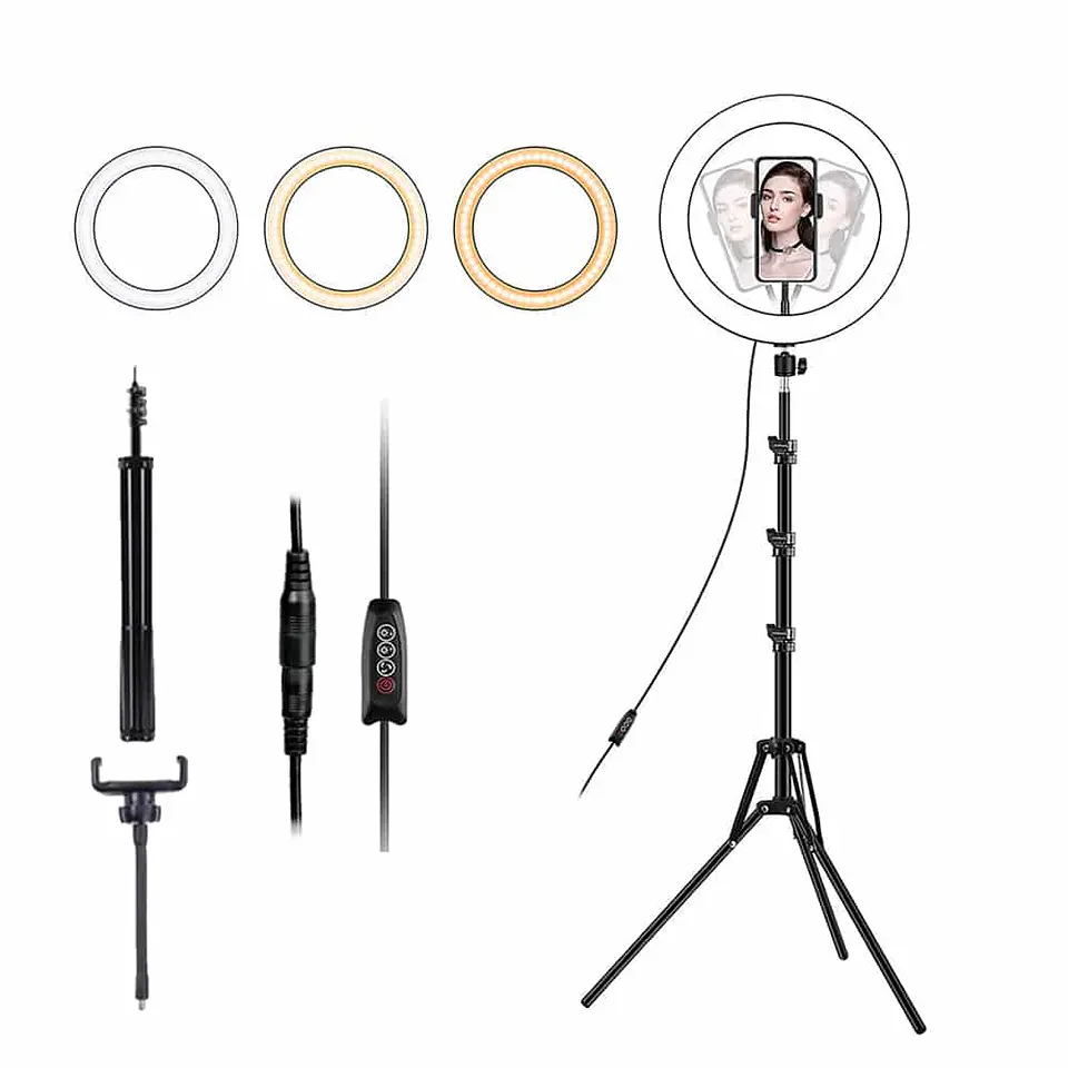 Aro De Luz Led 36cm, estructura de aluminio + Trípode 1.90cm 1