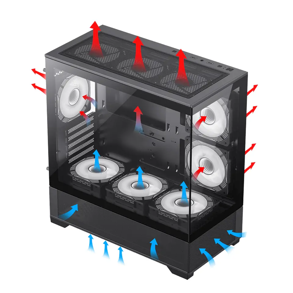 Gabinete GameMax Vista MB mATX Vidrio templado, USB 3.0, BK 6