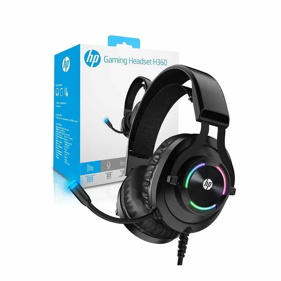 Audifonos Gamer HP H360, Micrófono, RGB, Pc, Ps4, 3.5mm + USB 3