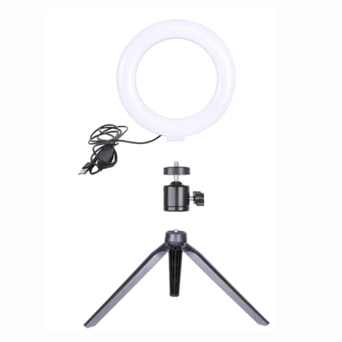 Aro de luz 16cm, 3 tonos regulable, incluye trípode de mesa y soporte giratorio 3