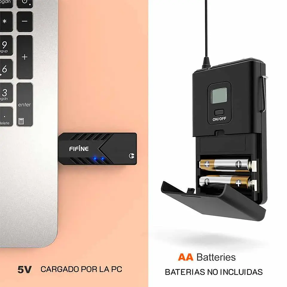 Micrófono Inalámbrico Fifine K031B, USB con Solapa Lavalier 3
