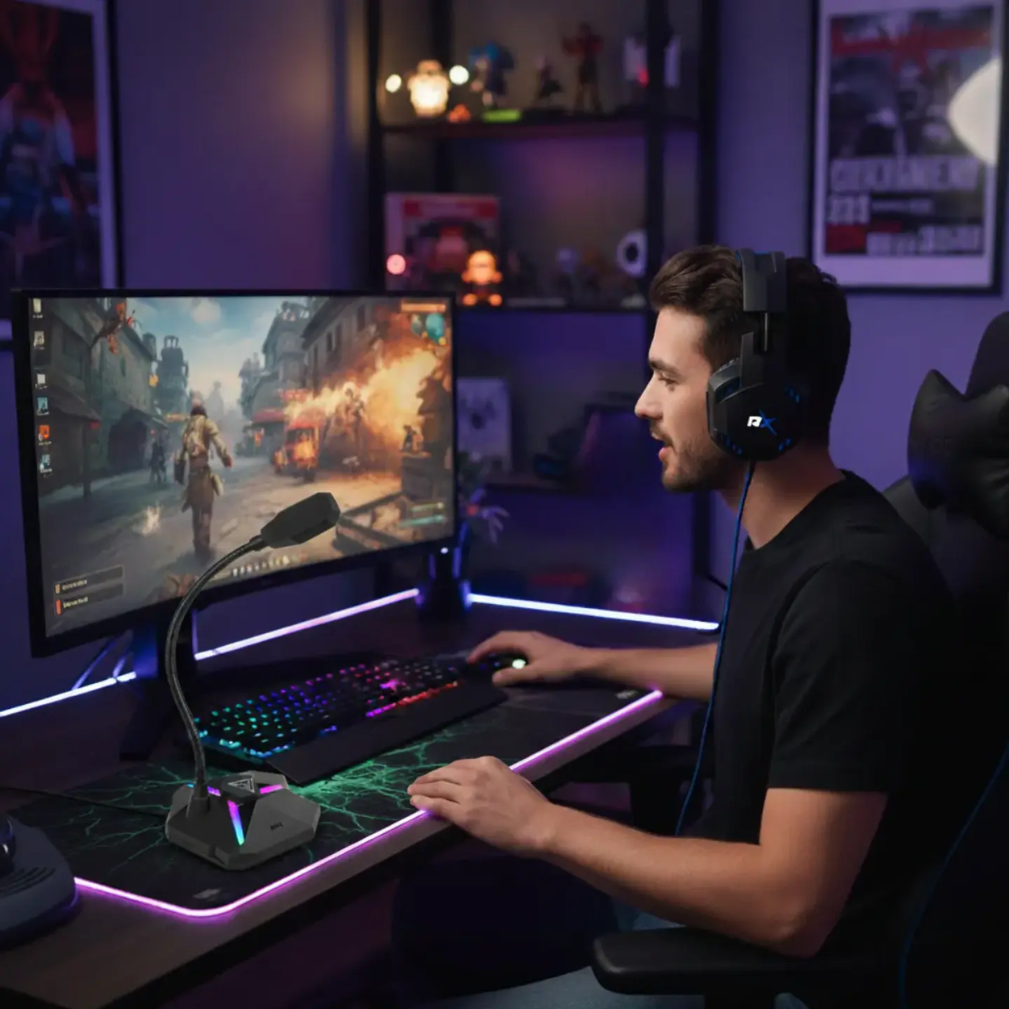 Micrófono Gamer Streaming Kronos Gregal Flexible USB RGB 3