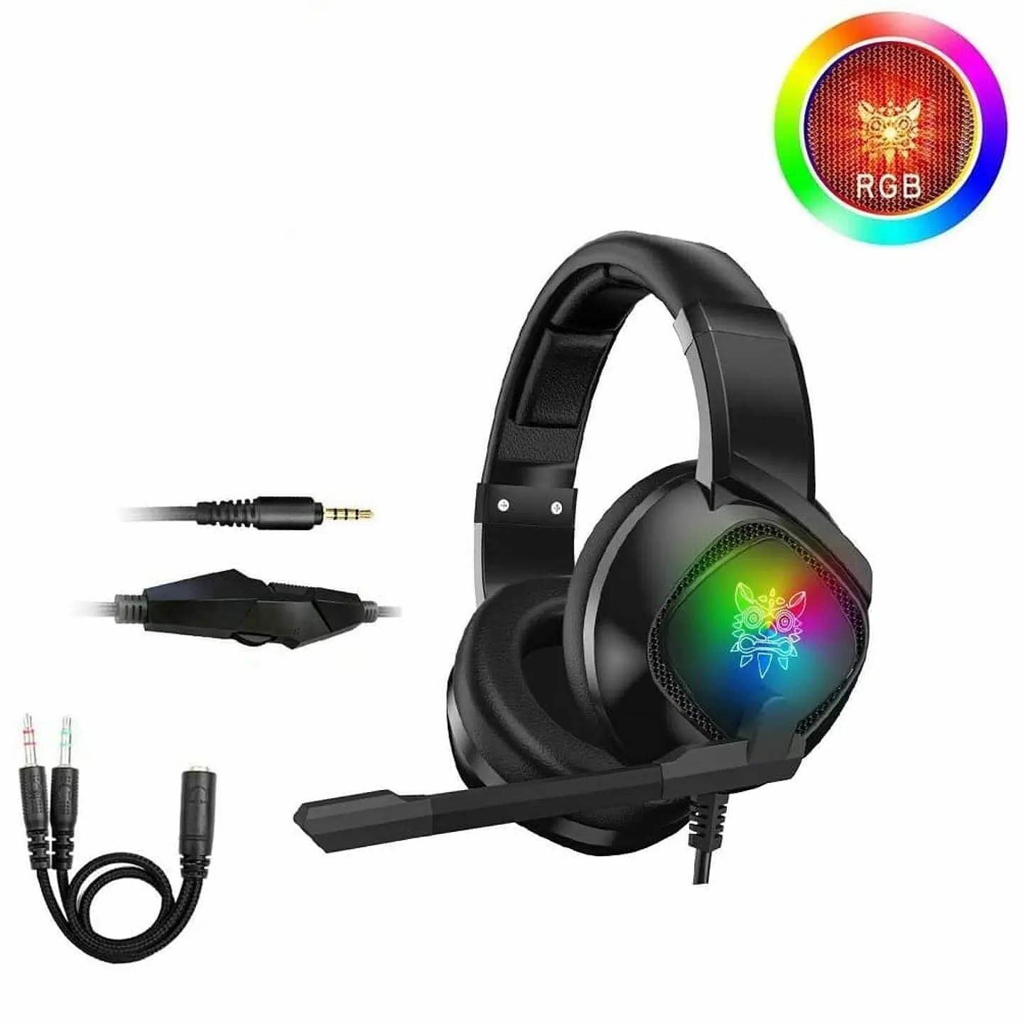 Audífonos gamer profesional RGB Onikuma K19 - negro 1