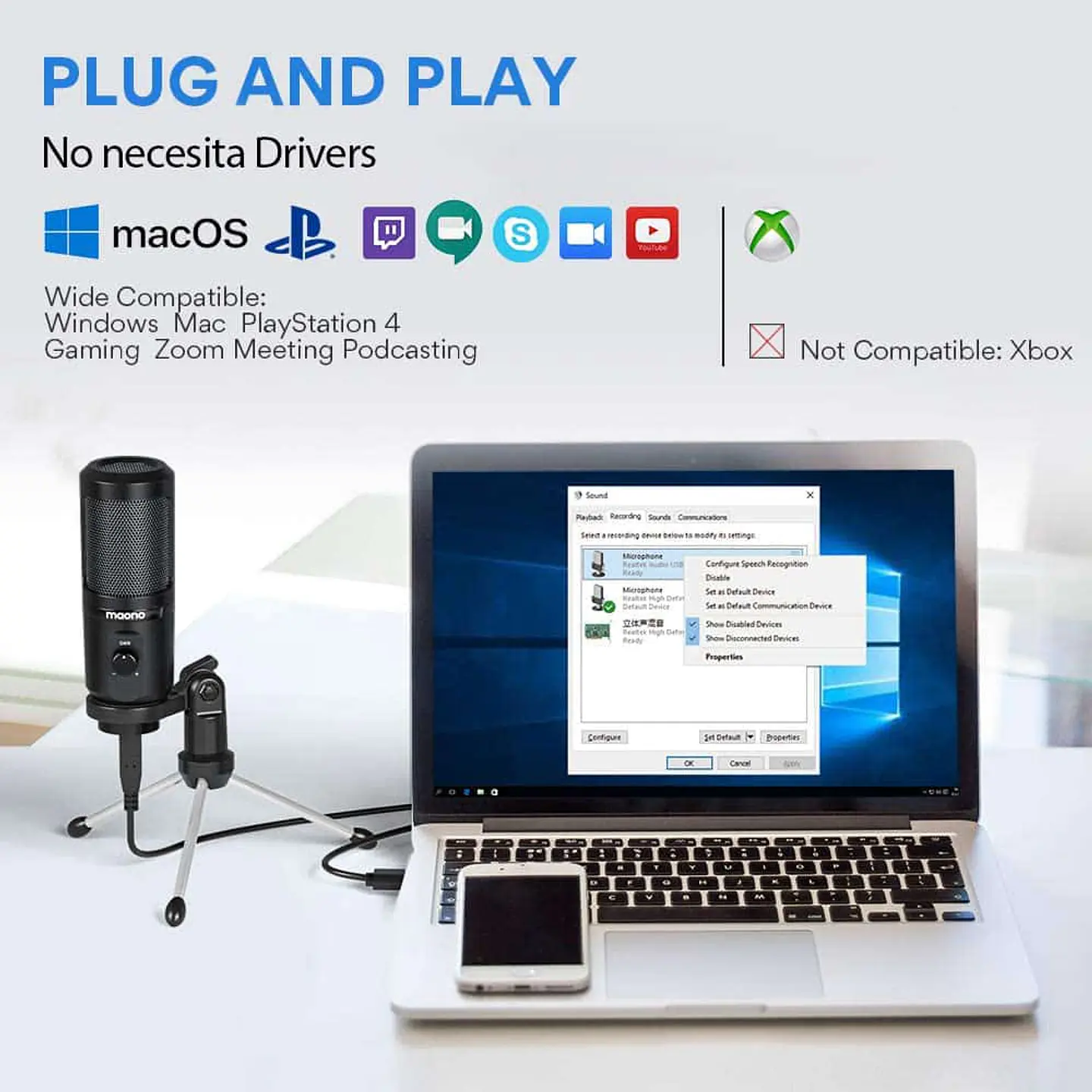 Micrófono Profesional Maono, AU-PM461TR, USB 4