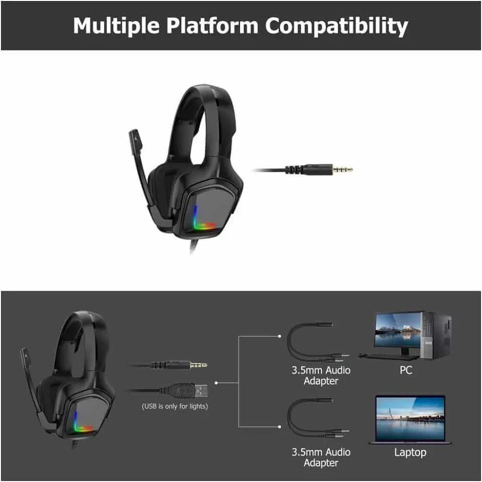 Audífonos Gamer Onikuma K20 Pro Micrófono, Pc Ps4 Xbox Gaming - Negro 4