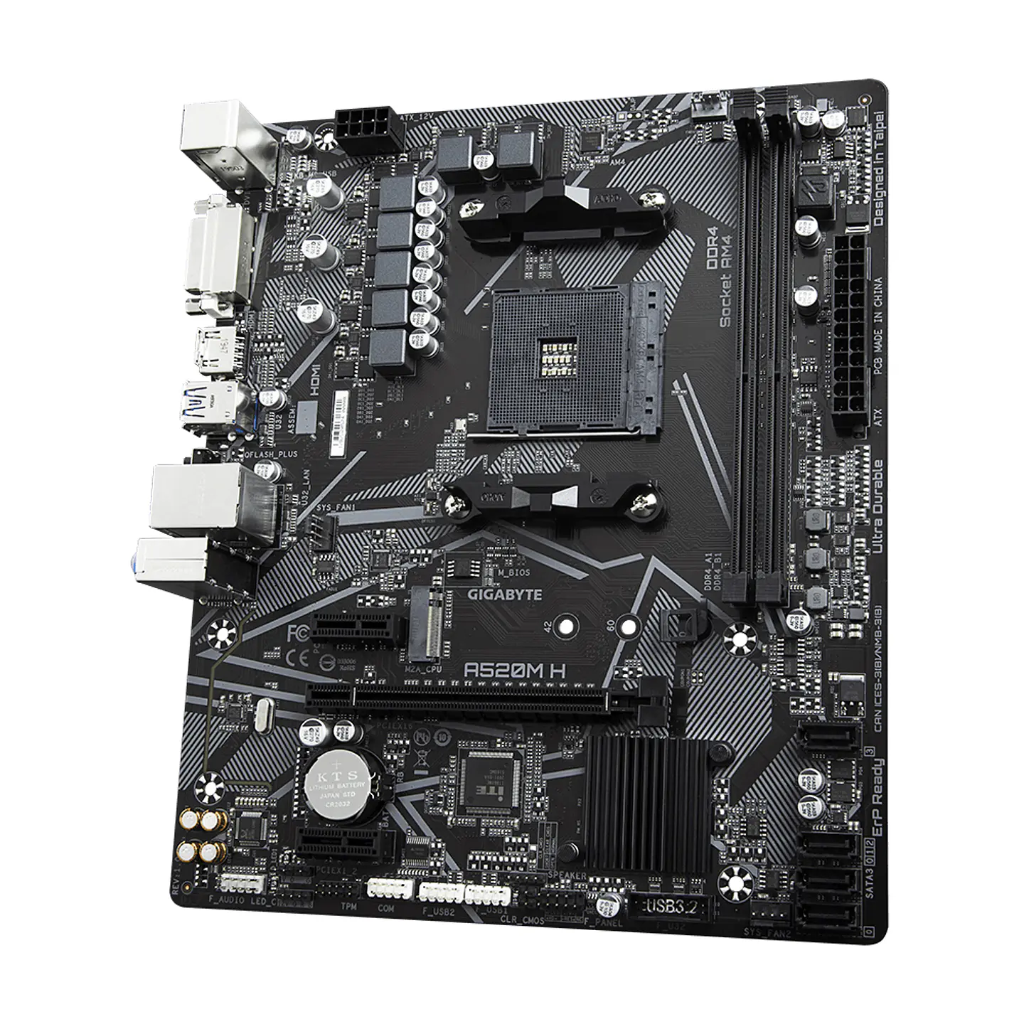 Placa Madre Gigabyte A520M H (AM4, DDR4 5100MHz, M.2, MicroATX) - AMD Ryzen 2
