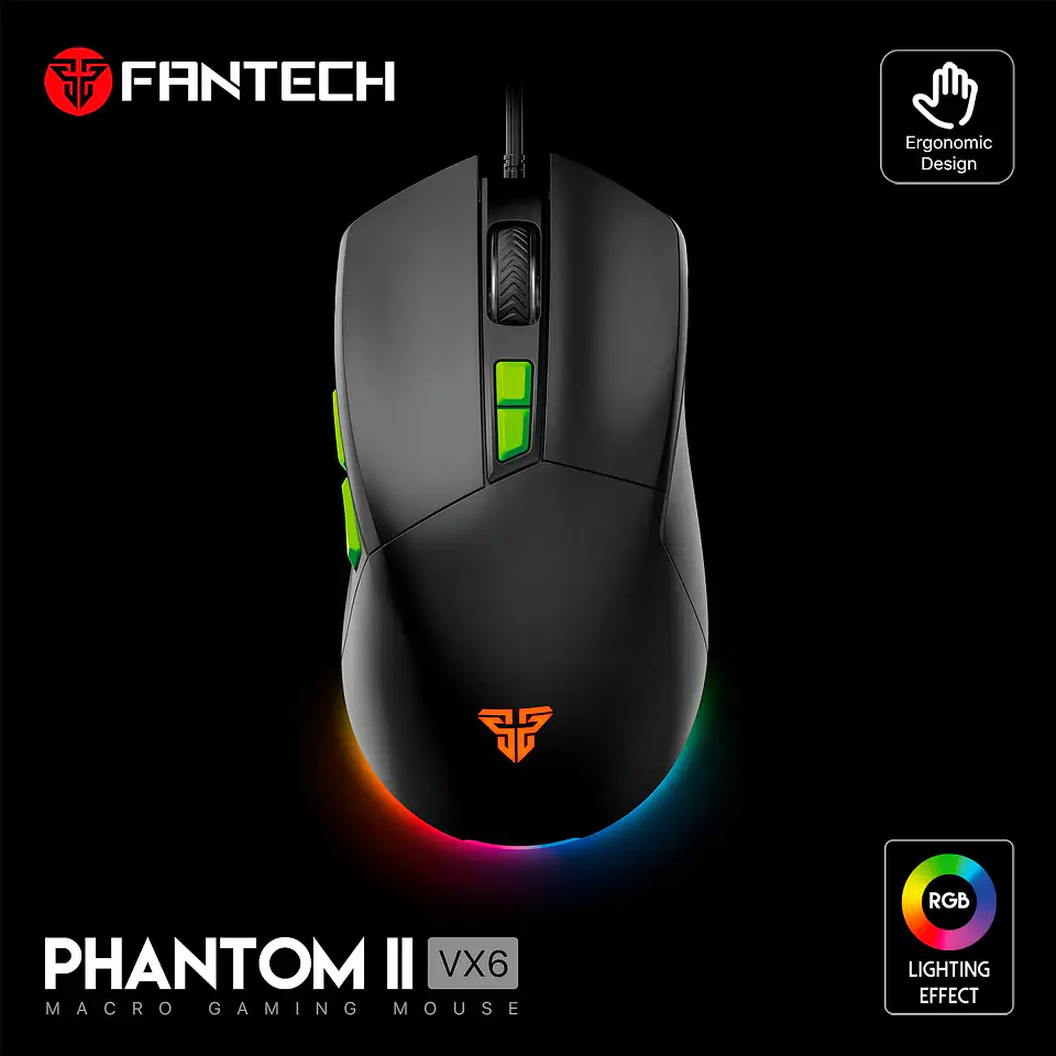 Mouse Fantech PHANTOM II VX6 Black Edition, 7200 dpi, RGB 4