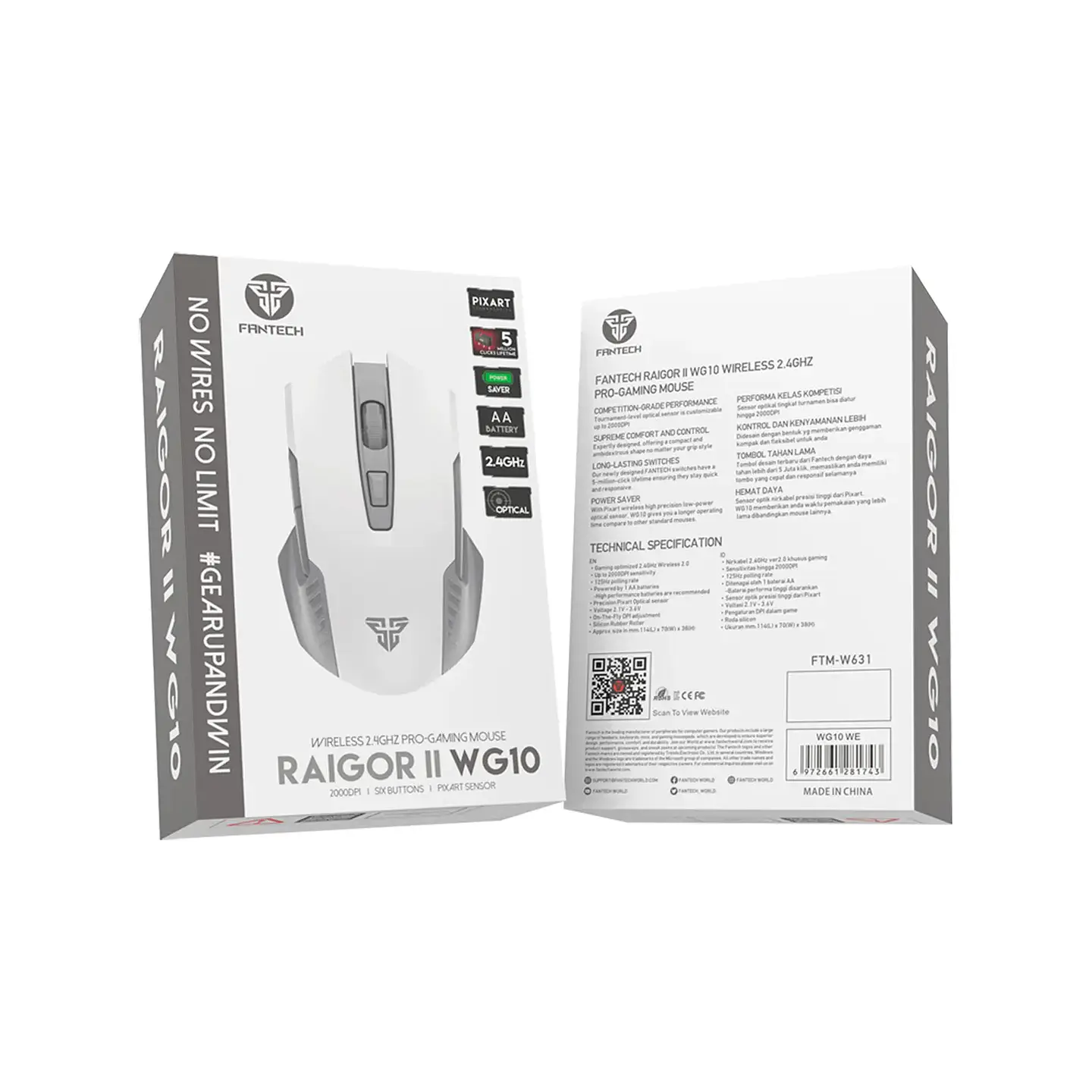 Mouse Gamer Inalámbrico Fantech RAIGOR II WG10 White Edition 4