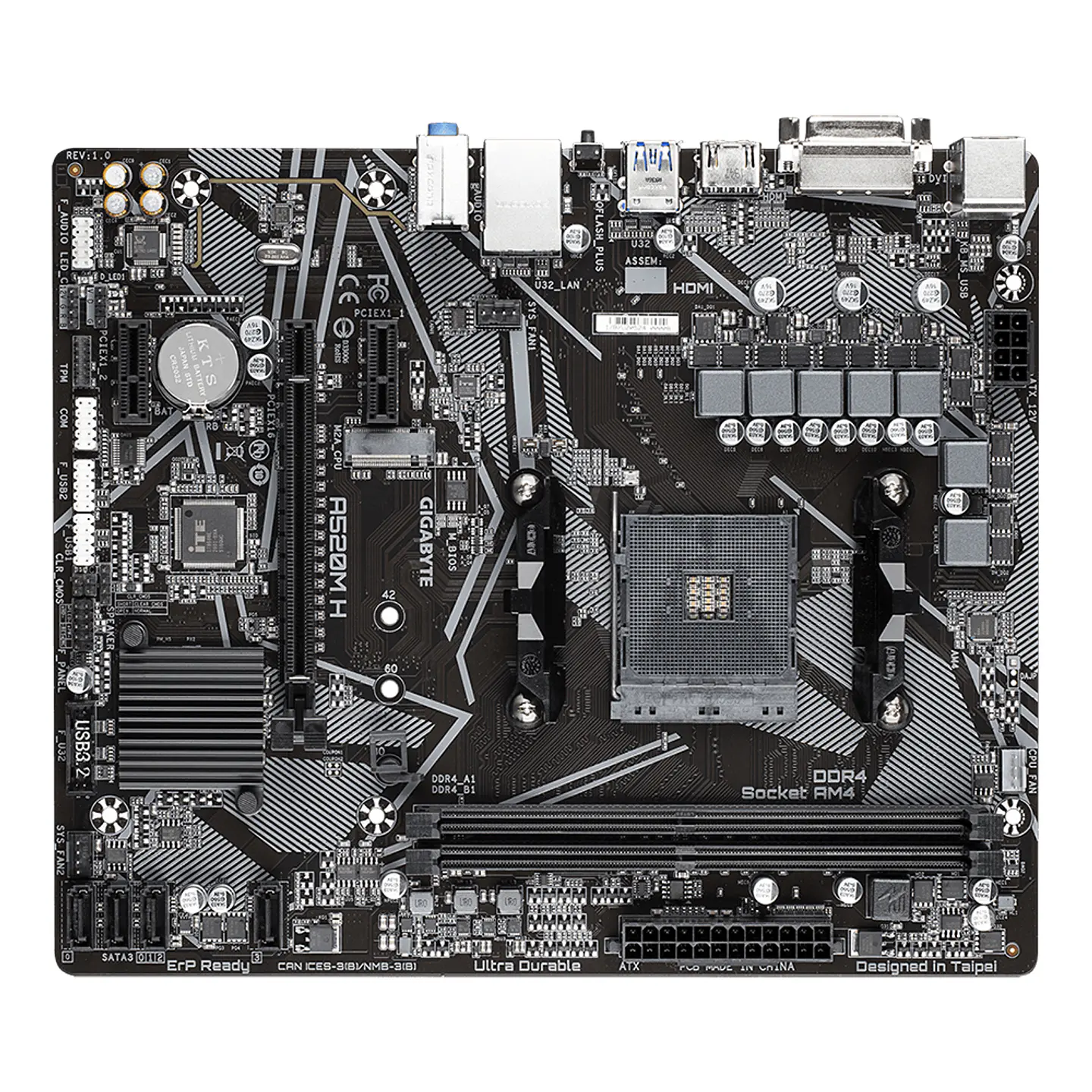 Placa Madre Gigabyte A520M H (AM4, DDR4 5100MHz, M.2, MicroATX) - AMD Ryzen 4