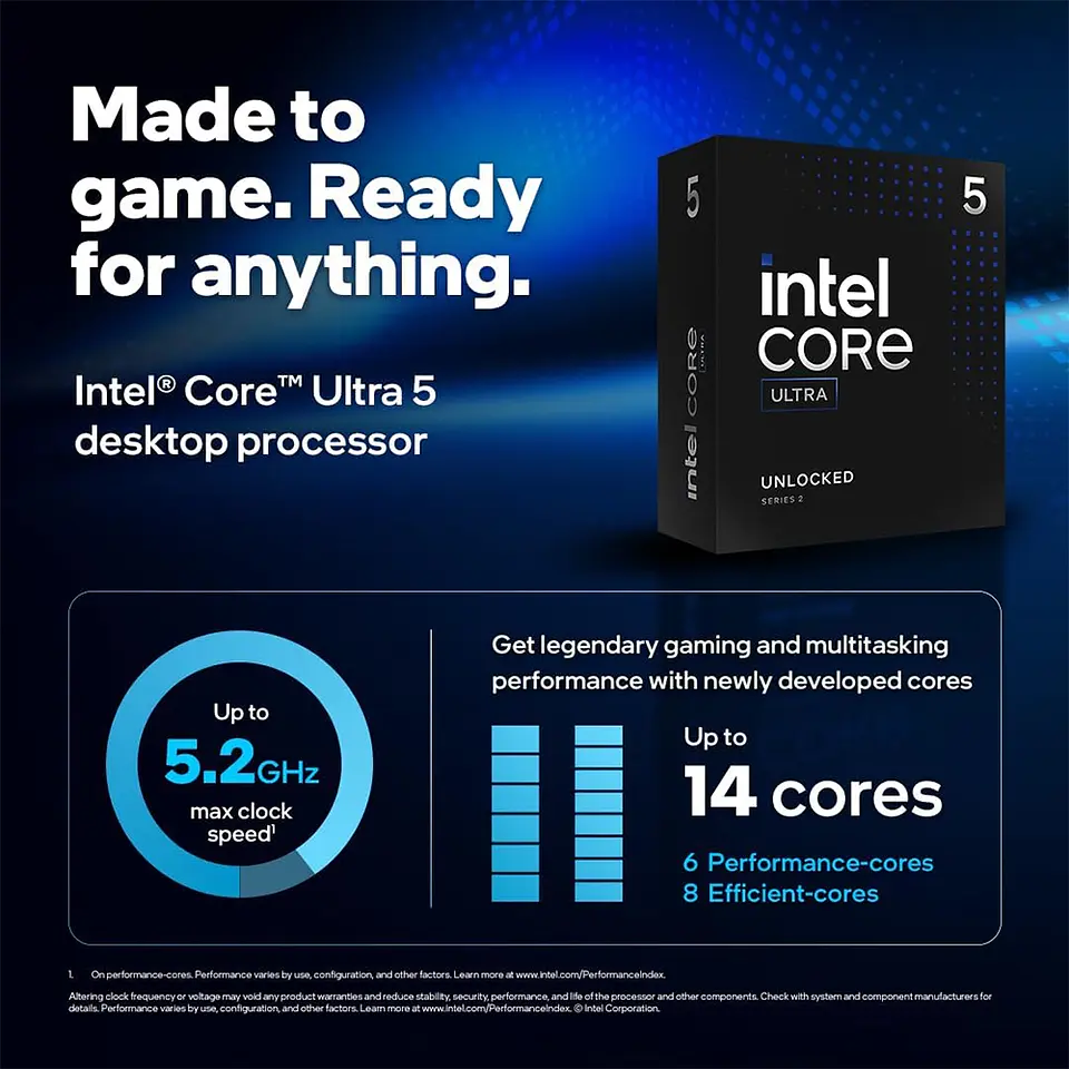 Procesador Intel Core Ultra 5 245K, LGA1851, 5.2 GHz, 24MB Cache 2